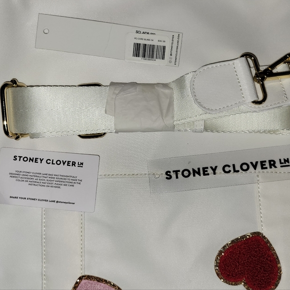 Stoney Clover Lane Classic duffle white custom heart patches nwt - Picture 3 of 8